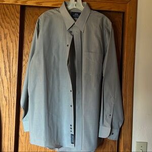 Stafford Gray Dress Shirt Long Sleeve Cotton Blend